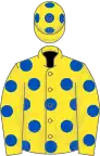 Yellow, royal blue spots