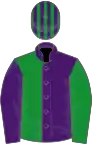 Purple and green (halved), reversed sleeves, striped cap