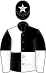 Black and white quartered, halved sleeves, white star on cap
