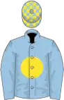 Light blue, yellow disc, checked cap