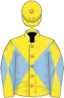 Yellow and light blue diabolo, yellow cap