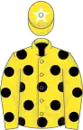 Yellow, black spots, yellow cap, white star
