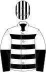 White, black hoops, halved sleeves, striped cap