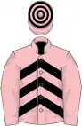 Pink, black chevrons on body, hooped cap