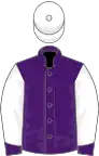PURPLE, white sleeves, purple cuffs, white cap