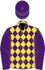 Purple, yellow diamonds on body