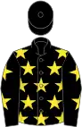 Black, yellow stars, black cap