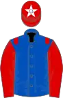 Royal blue, red epaulettes and sleeves, red cap, white star