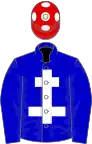 Blue, white cross of lorraine, red cap, white spots