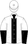 White, black stripe, halved sleeves, white cap