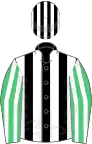 Black and white stripes, emerald green and white striped sleeves