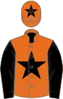 Orange, black star and sleeves, orange cap, black star