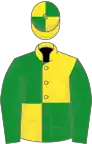 Yellow and green (quartered), green sleeves, quartered cap