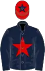 Dark blue, red star, red cap, blue star