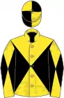 Yellow and black diabolo, quartered cap