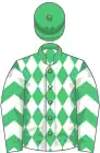 Emerald green and white diamonds, chevrons on sleeves