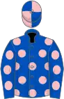 Royal blue, pink spots, quartered cap