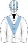 White, light blue chevron, light blue and white striped cap