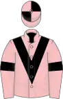 Pink, Black chevron and armlets, quartered cap