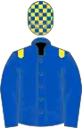 Royal blue, yellow epaulettes, check cap