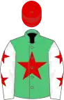 Emerald green, red star, white sleeves, red stars, red cap