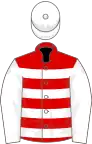 White red hoops, white sleeves and cap