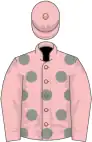 Pink, grey spots, pink sleeves and cap