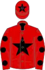 Red, black star, spots on sleeves and star on cap