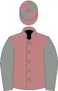 Salmon pink, grey sleeves, quartered cap