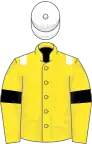 Yellow, white epaulets, yellow sleeves, black armlets, white cap