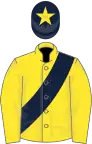 Yellow, dark blue sash