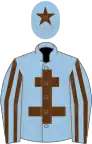 Light blue, brown cross of lorraine, striped sleeves and star on cap