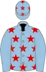 Light blue, red stars on body and cap