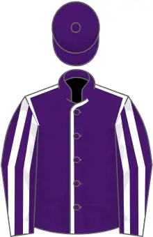 purple, white seams, purple sleeves, white stripes