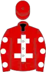 Red, white cross of lorraine, red sleeves, white spots