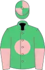 Emerald Green, Pink disc, halved sleeves, quartered cap