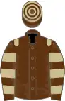 Brown, beige epaulets, hooped sleeves and cap