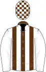 Brown and White stripes, White sleeves, check cap