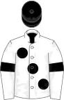 White, large black spots, armlets and cap