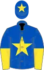 Royal blue, yellow star, halved sleeves and star on cap