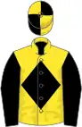 Yellow, black diamond and sleeves, quartered cap