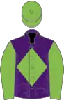 Purple, light green diamond, sleeves and cap