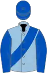 Light Blue, Royal Blue sash, sleeves and cap