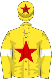 Yellow, red star, yellow sleeves, white armlets, yellow cap, red star