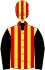 Red, Yellow Stripes, Black Sleeves, Yellow And red striped Cap