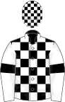 Black and white checked, white sleeves, black armlets