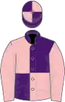 Purple and pink (quartered), pink sleeves, quartered cap