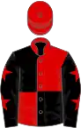 Red and Black (quartered), Black sleeves, Red stars, Red cap