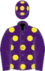 PURPLE, yellow spots, purple sleeves, yellow spots on cap