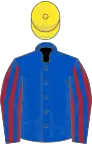 Royal Blue, Maroon and Royal Blue striped sleeves, Yellow cap